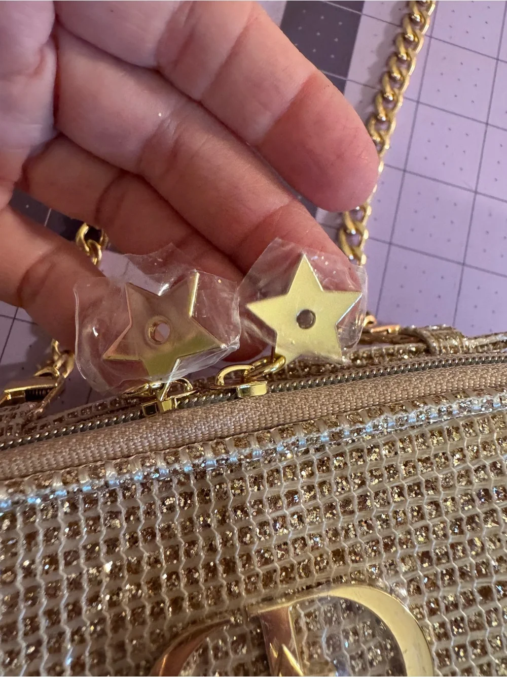 Christian Dior Beauty Gold Sparkle Bag